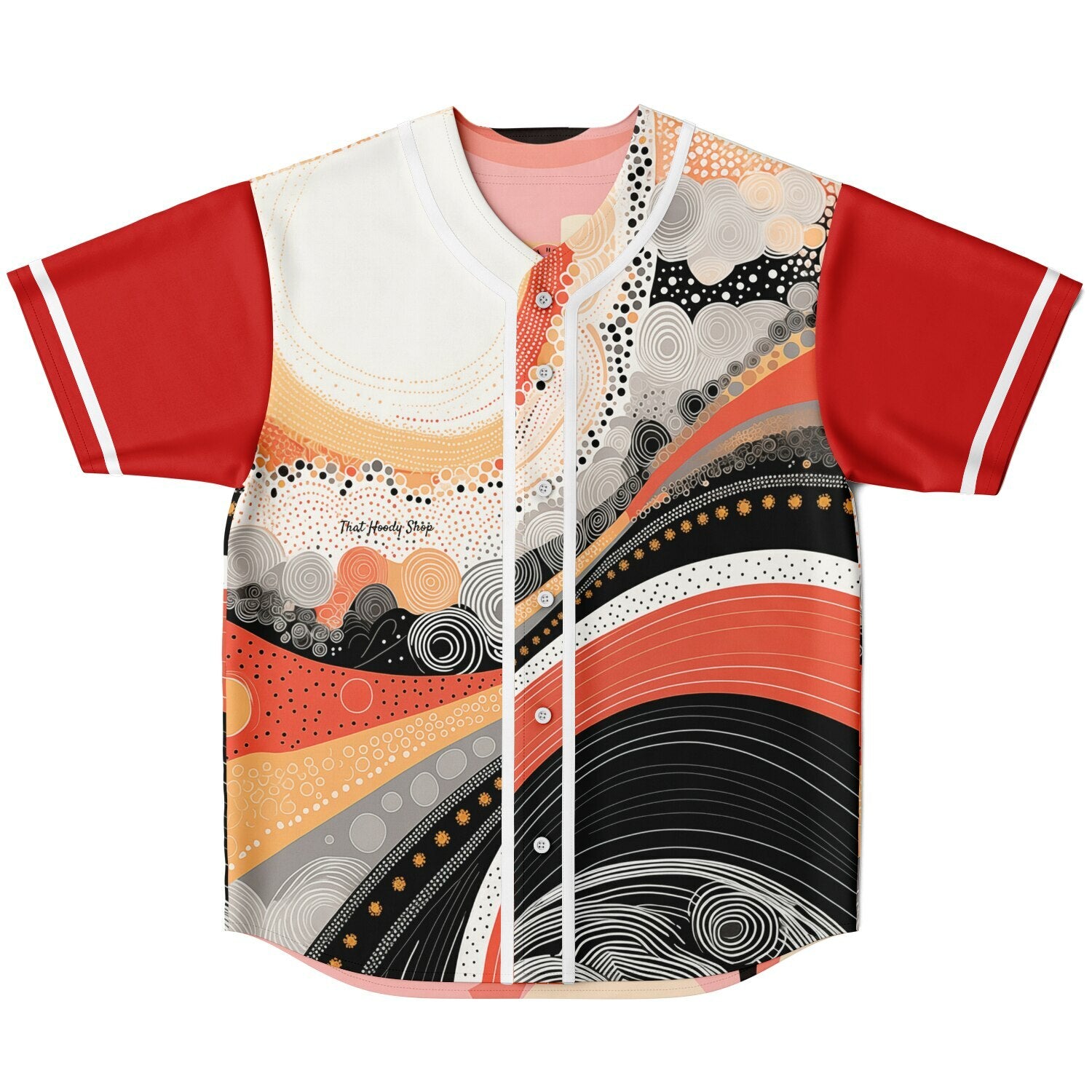 Sunset Springs Abstract 70s Short Sleeve Eco-Poly Reversible Baseball Jersey