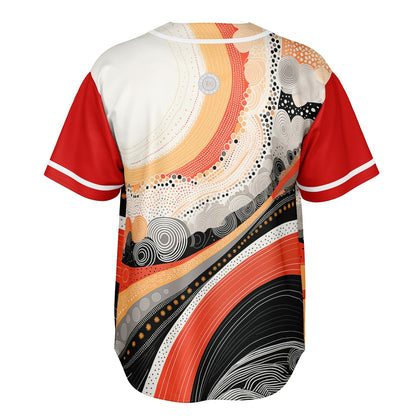 Sunset Springs Abstract 70s Short Sleeve Eco-Poly Reversible Baseball Jersey