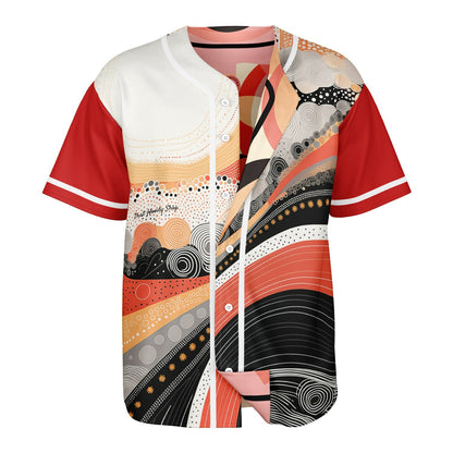 Sunset Springs Abstract 70s Short Sleeve Eco-Poly Reversible Baseball Jersey