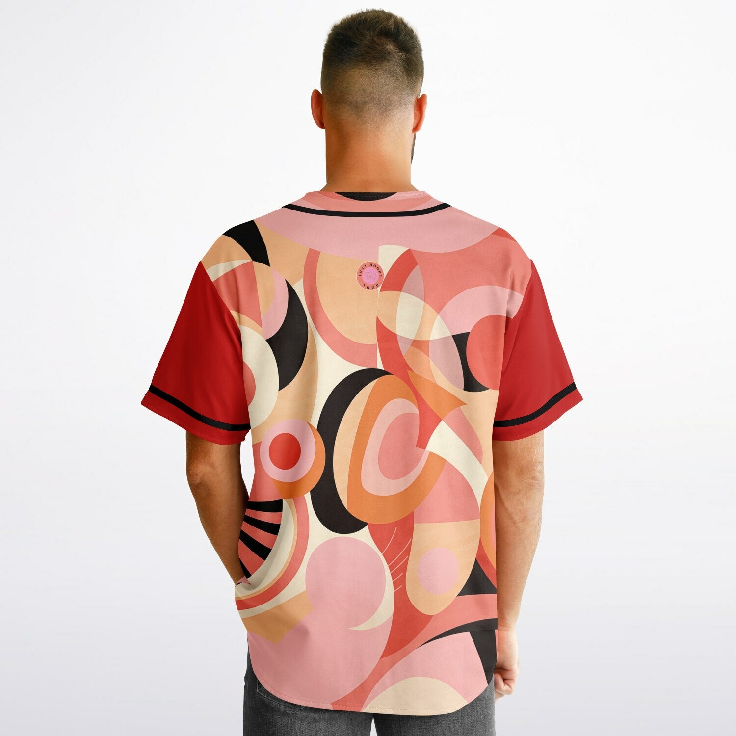 Sunset Springs Abstract 70s Short Sleeve Eco-Poly Reversible Baseball Jersey