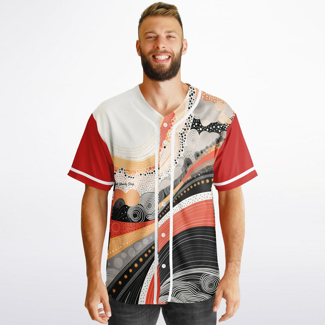 Sunset Springs Abstract 70s Short Sleeve Eco-Poly Reversible Baseball Jersey