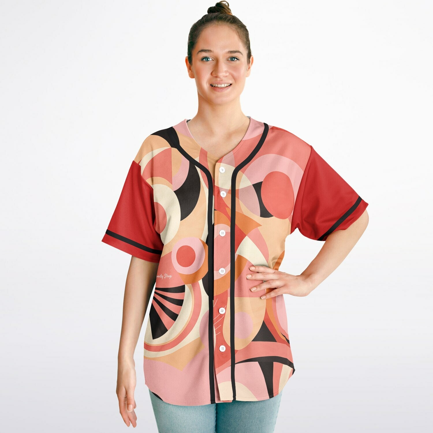 Sunset Springs Abstract 70s Short Sleeve Eco-Poly Reversible Baseball Jersey