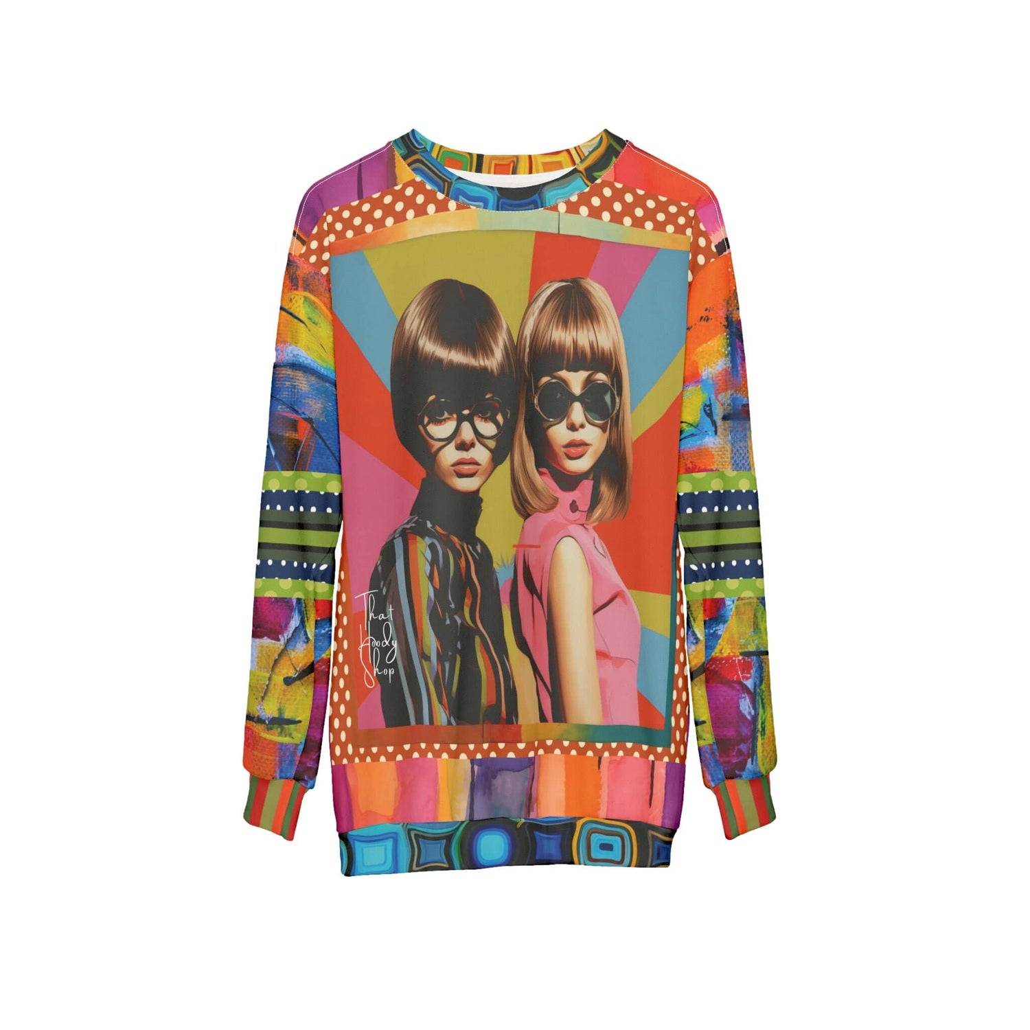 Beatnik Girls - Sudadera unisex con estampado abstracto Rainbow Flash Hippie