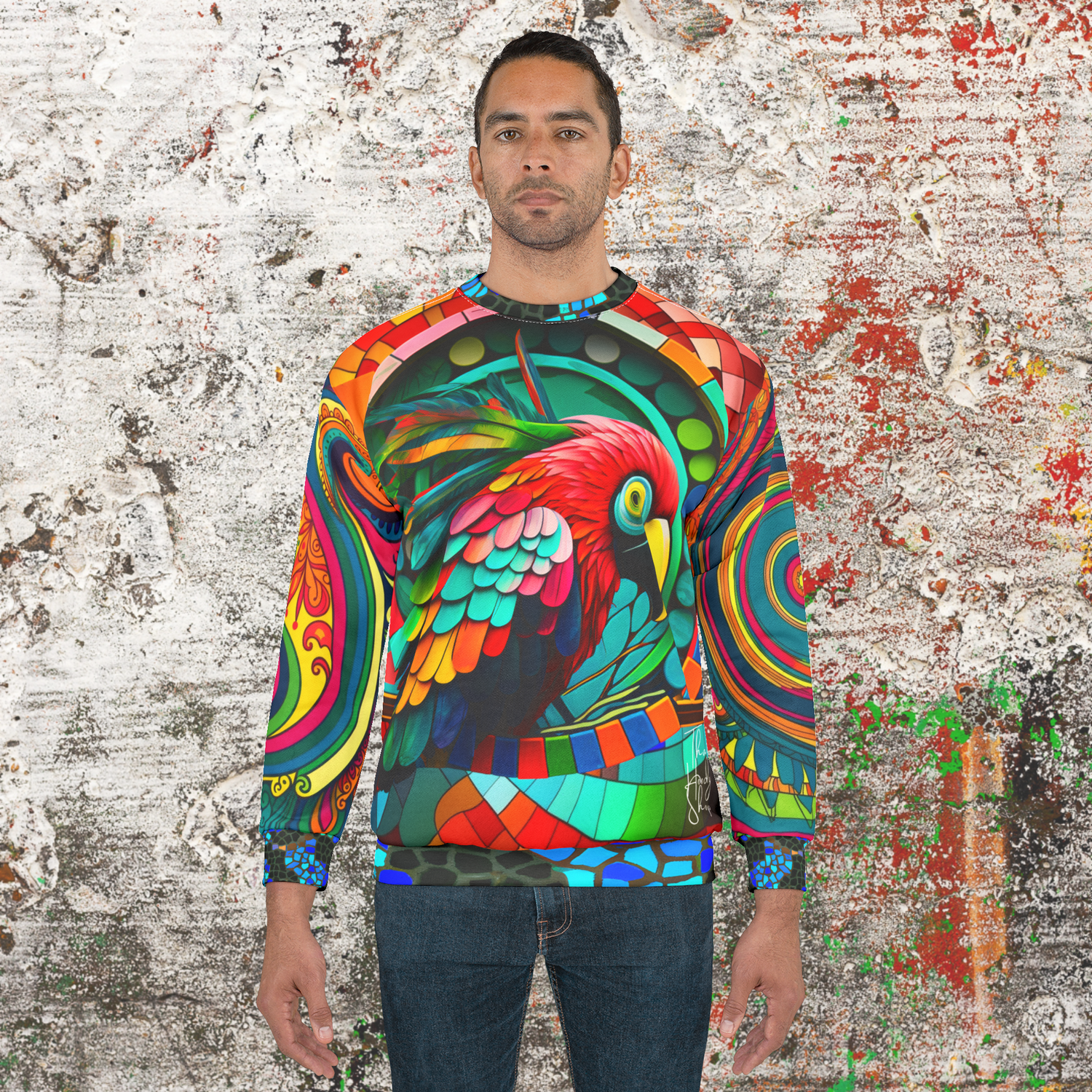 Sudadera unisex Rainbow Macaw Mosaic Paisley Swirl