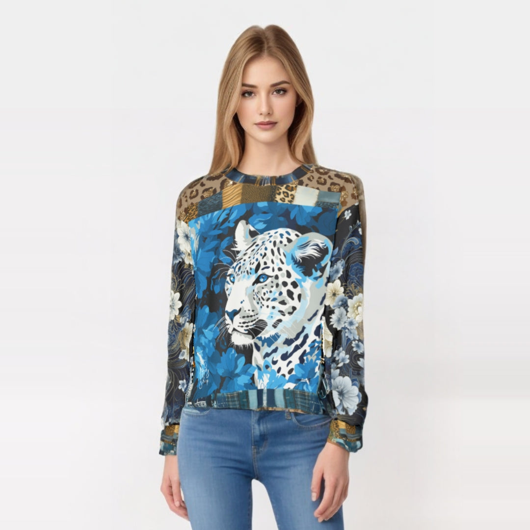 Blue Serene Snow Leopard Unisex Sweatshirt