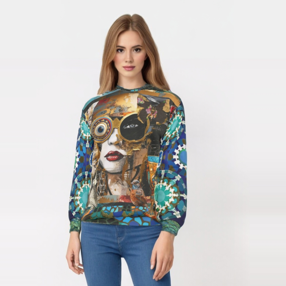 Steampunk Girl in Abstract Unisex Sweatshirt