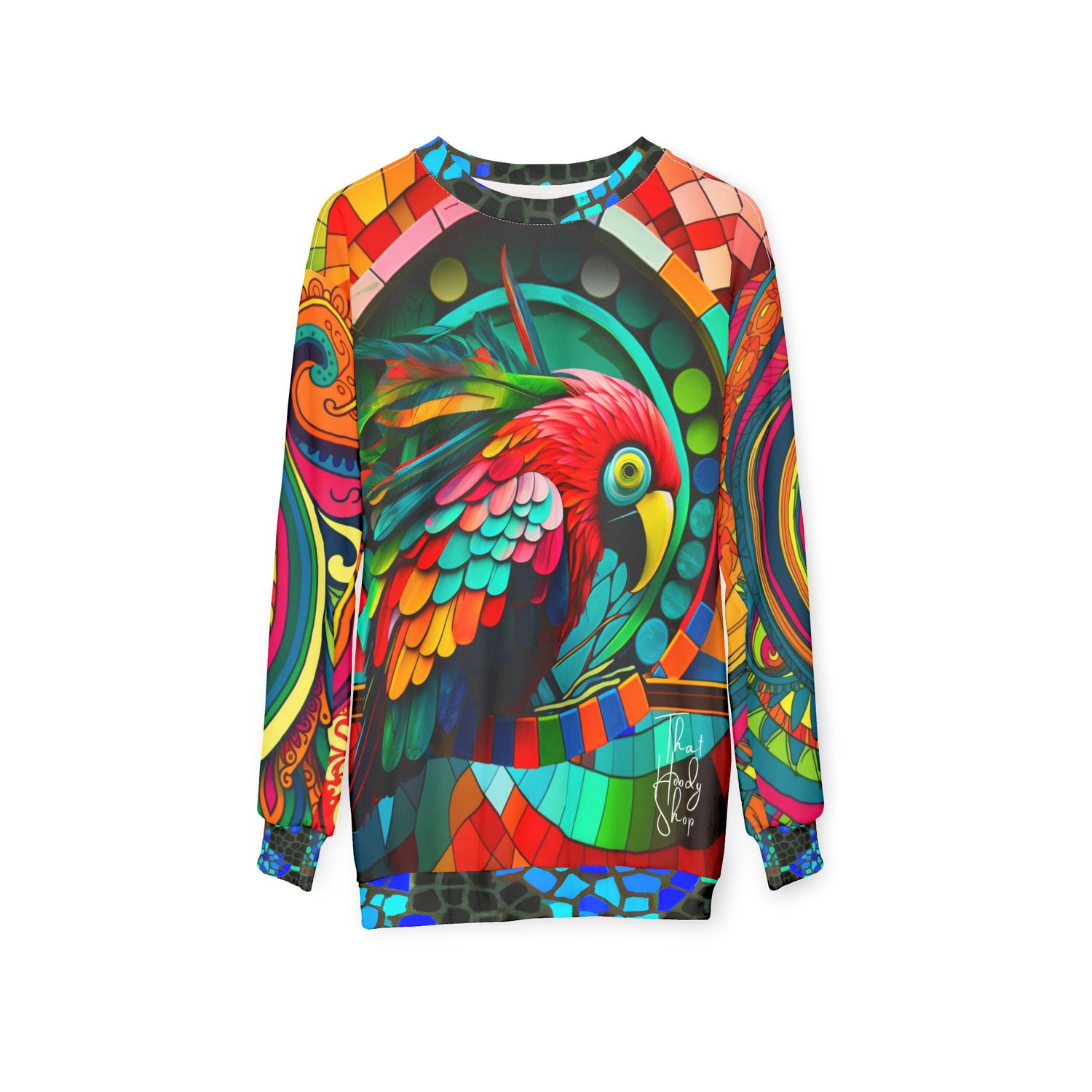 Sudadera unisex Rainbow Macaw Mosaic Paisley Swirl