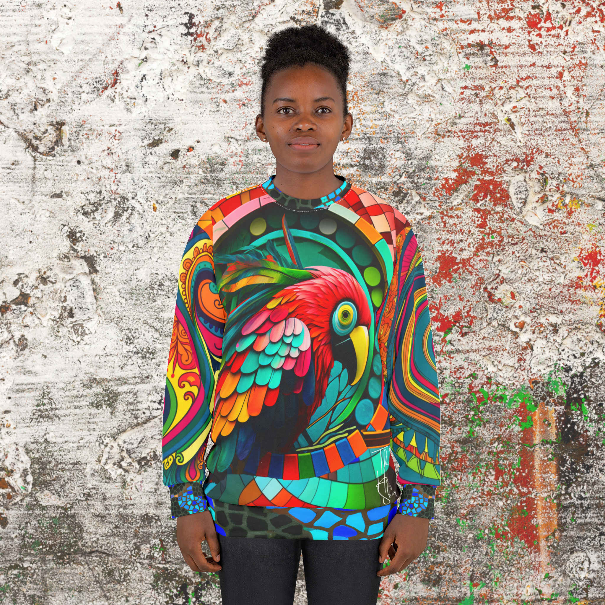 Sudadera unisex Rainbow Macaw Mosaic Paisley Swirl