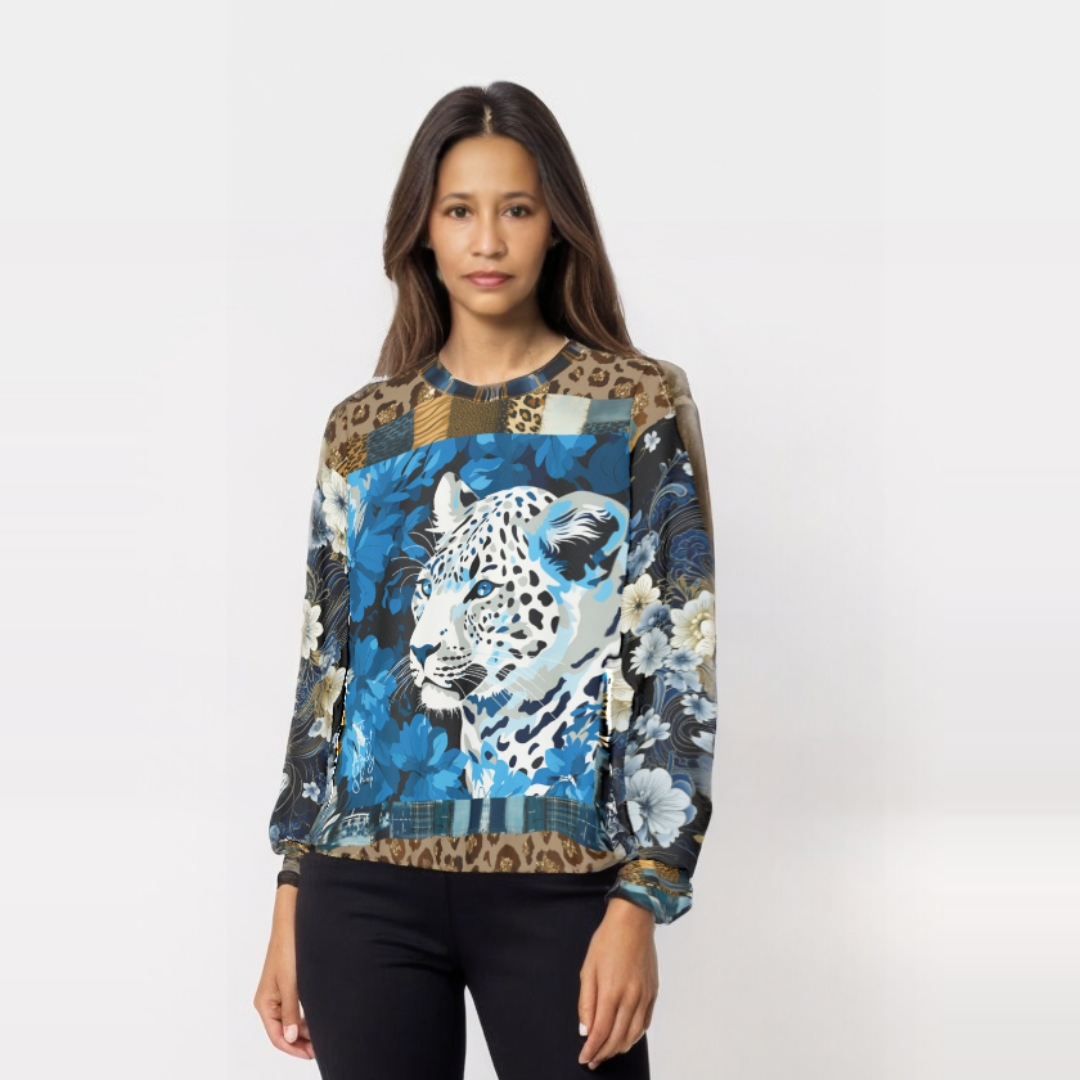 Blue Serene Snow Leopard Unisex Sweatshirt
