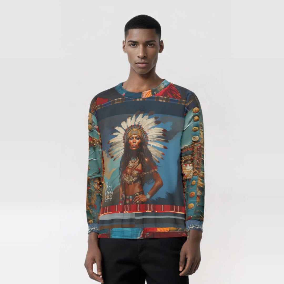 Black Seminole Woman in Plume Unisex Sweatshirt (Gold Label)