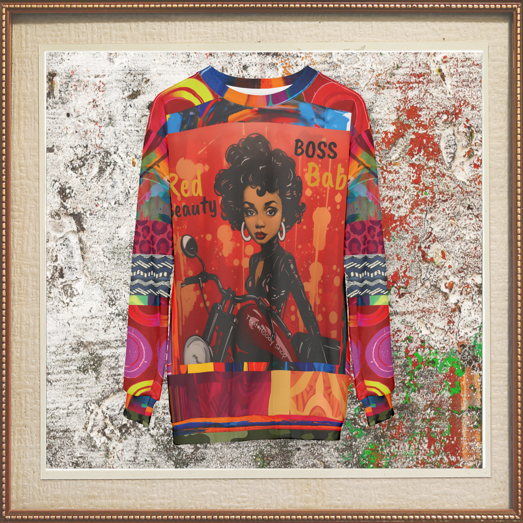 Boss Babe - Red Beauty Motorcycle Art Print Unisex Sweatshirt