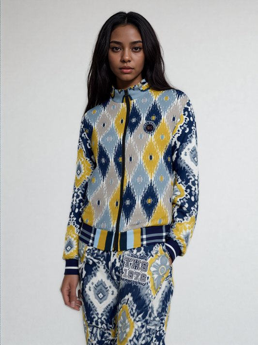 Royal Navy and Yellow Indian Batik Eco-Poly Unisex Joggers