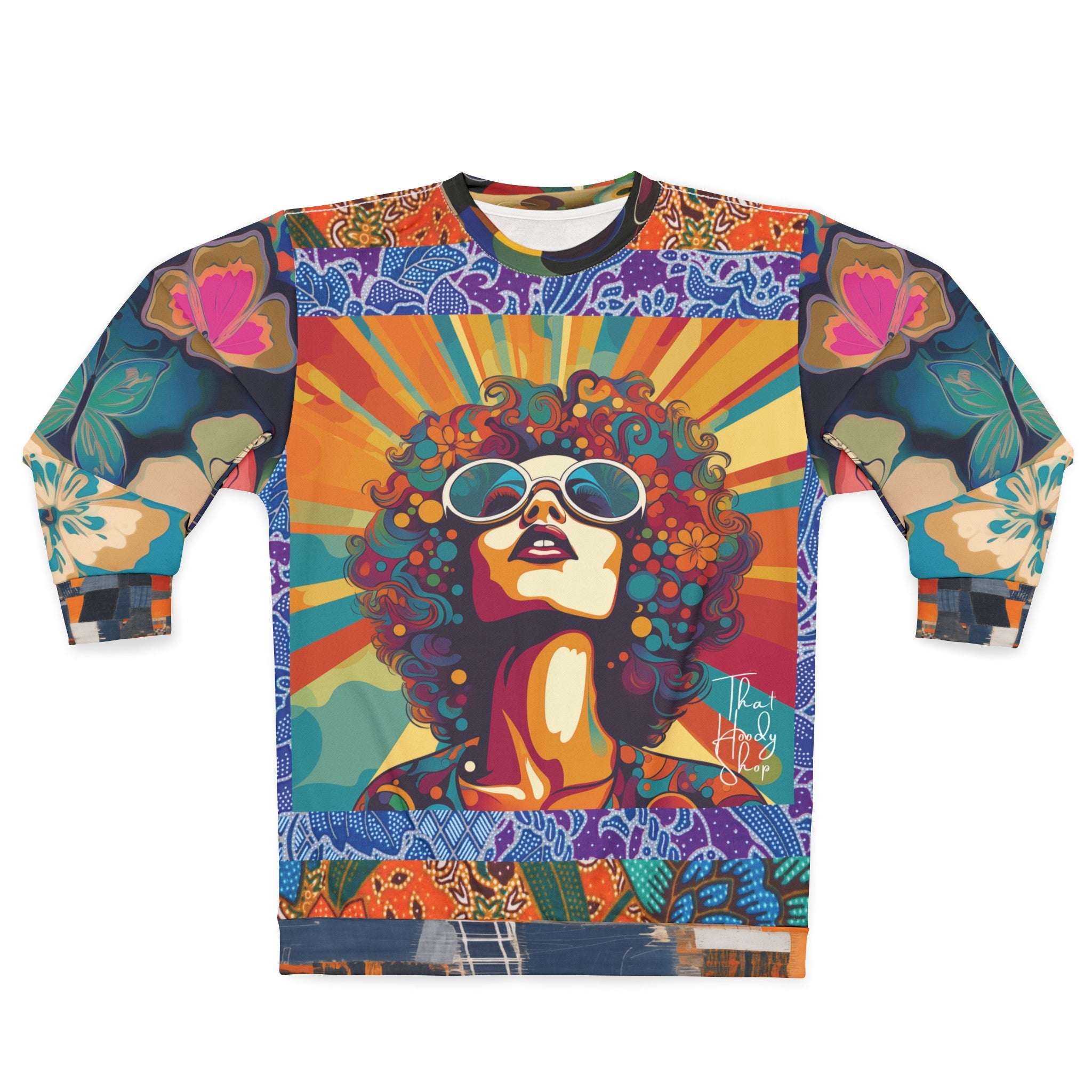 See My Halo Hippie Woman Print Unisex Sweatshirt (Gold Label)