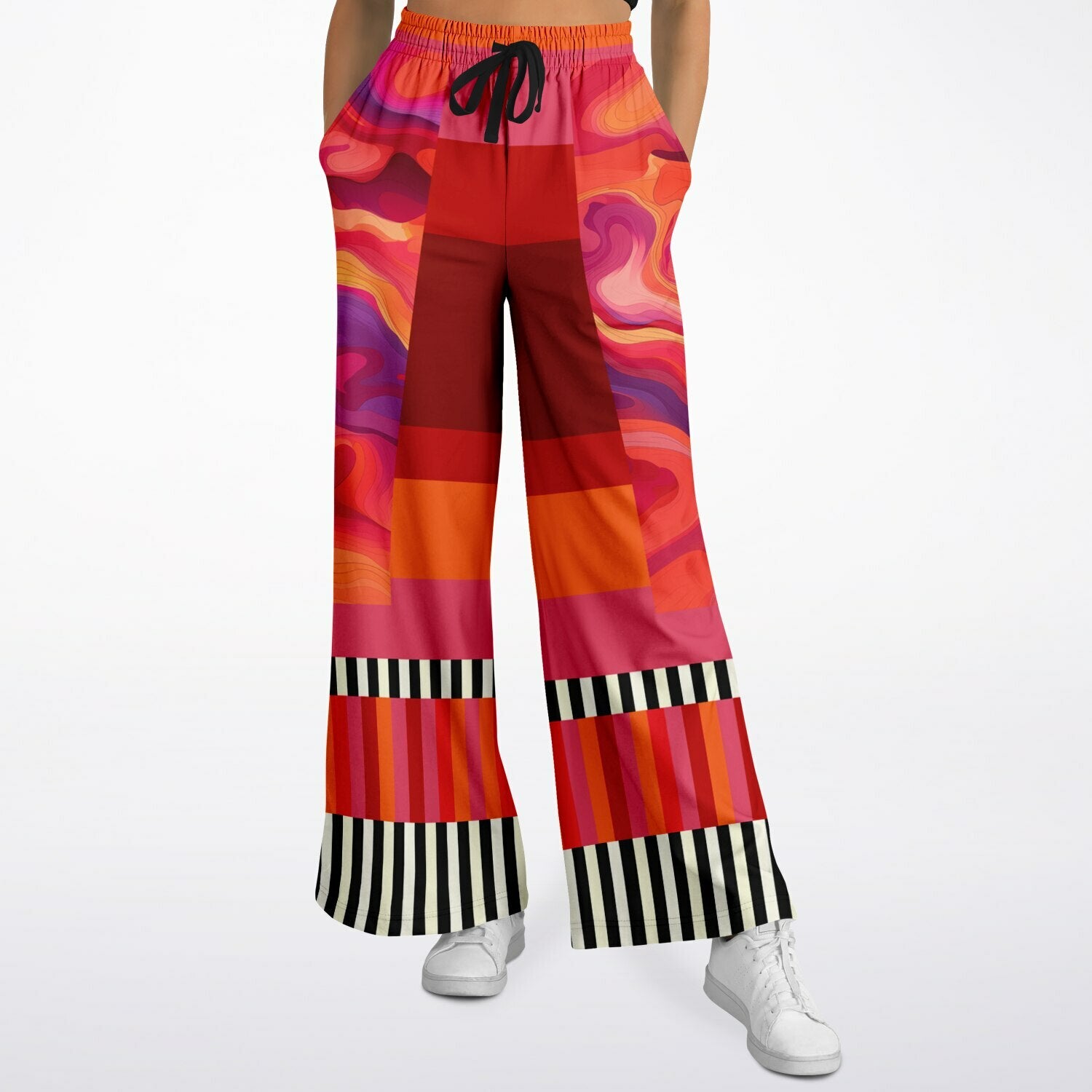 South Beach Flash Marble Stripe Eco-Poly Wide Leg Pants