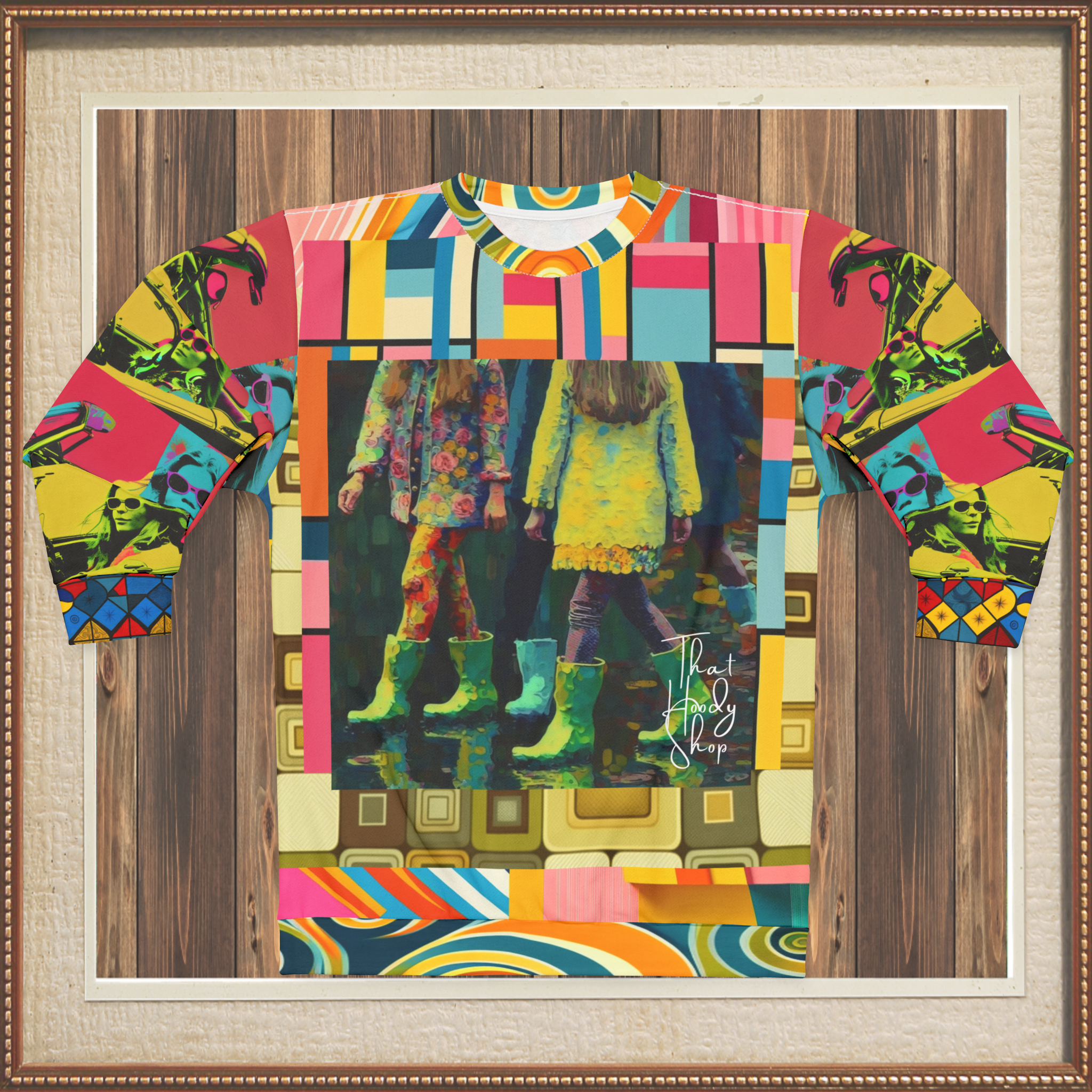 Spring Rain Retro Hippie Colorblock Unisex Sweatshirt (Gold Label)