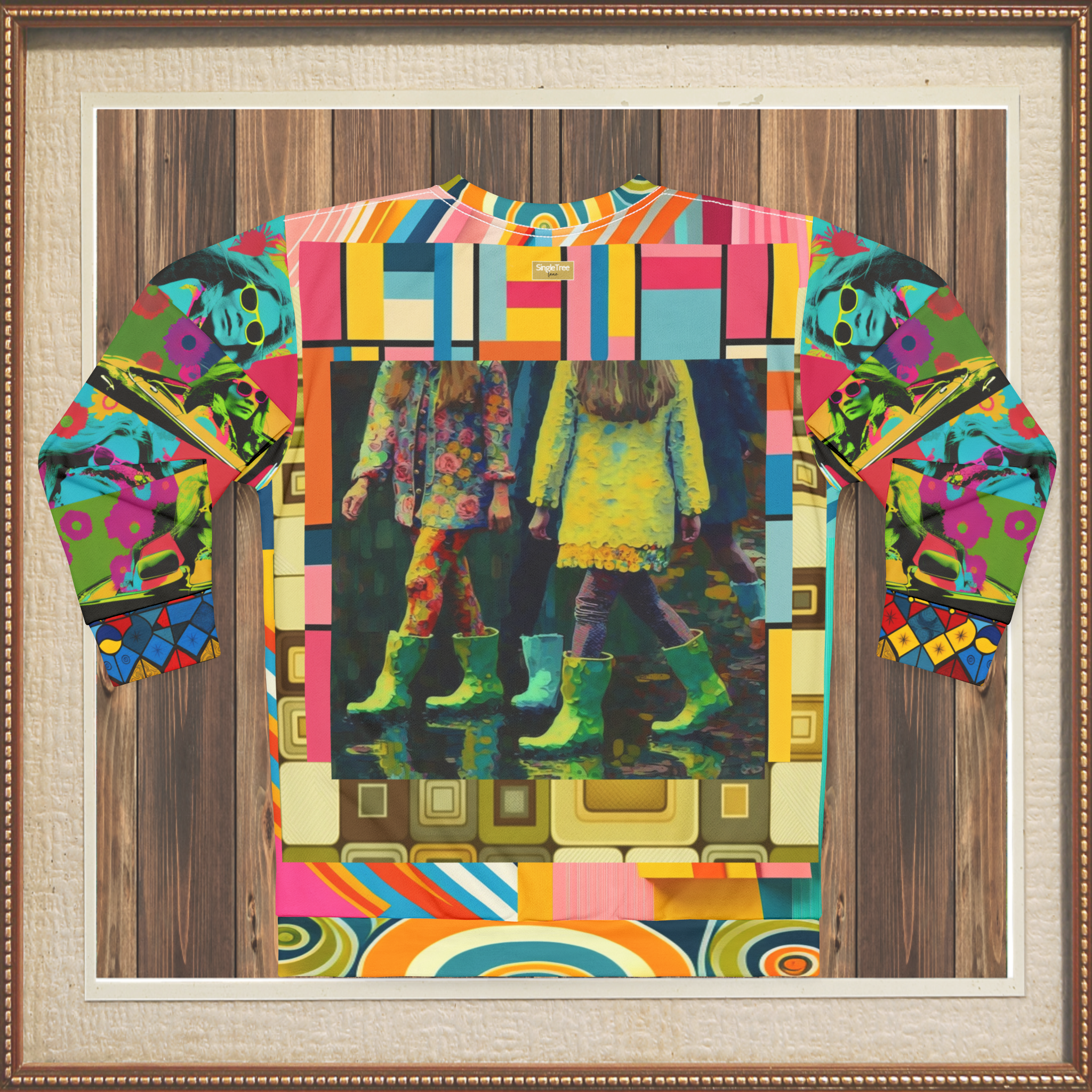 Spring Rain Retro Hippie Colorblock Unisex Sweatshirt (Gold Label)