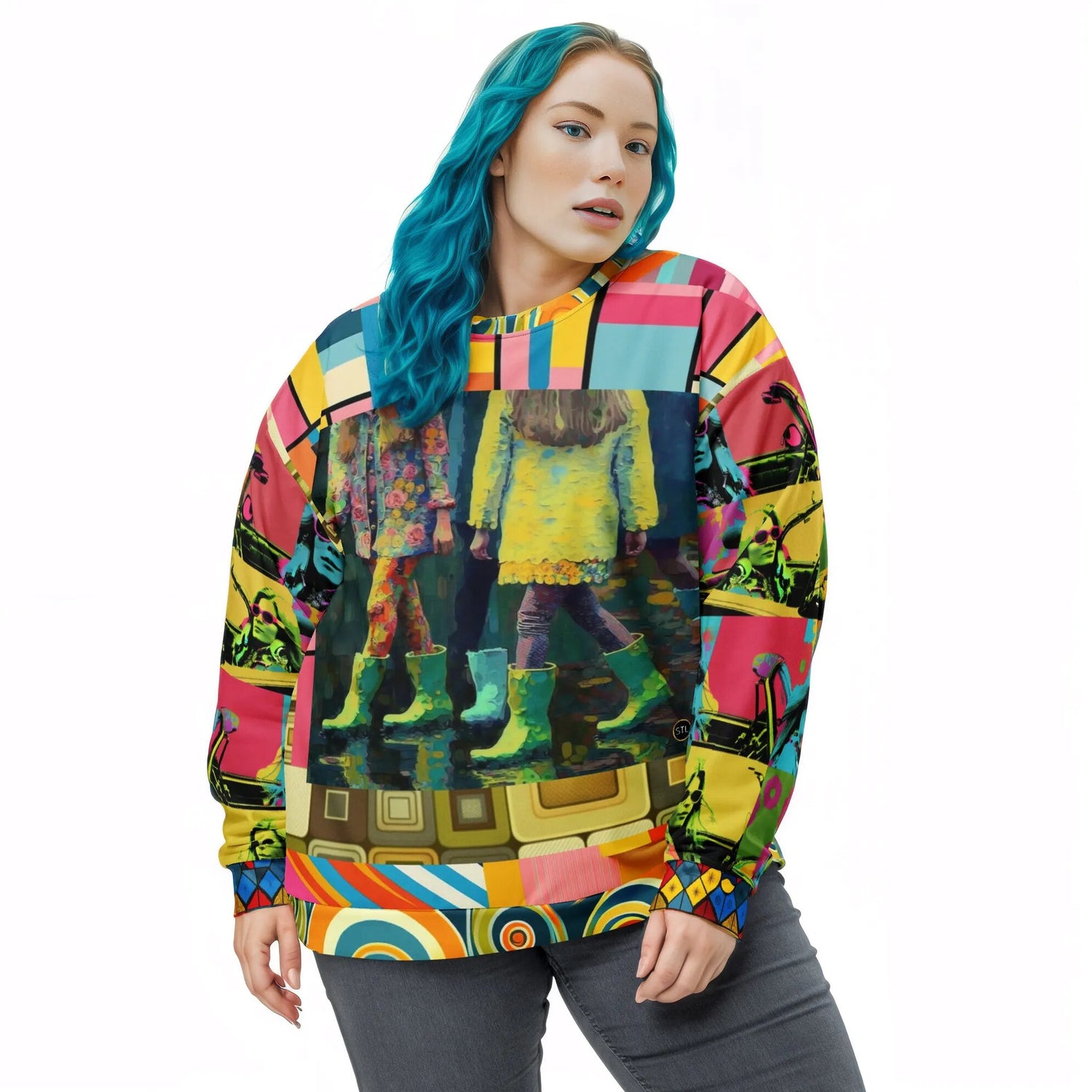 Spring Rain Retro Hippie Colorblock Unisex Sweatshirt (Gold Label)