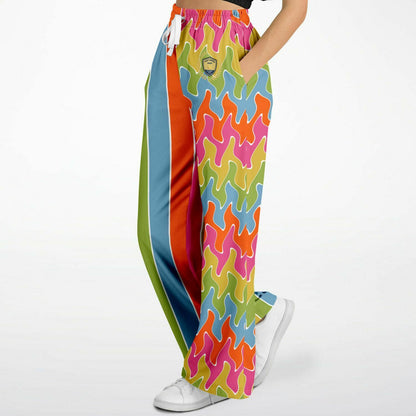 Spring Rain Rugby Stripe Eco-Poly Wide Leg Pants