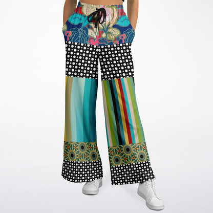 Sunflowers in My 1888 Van Gogh Stripe Eco-Poly Wide Leg Pants