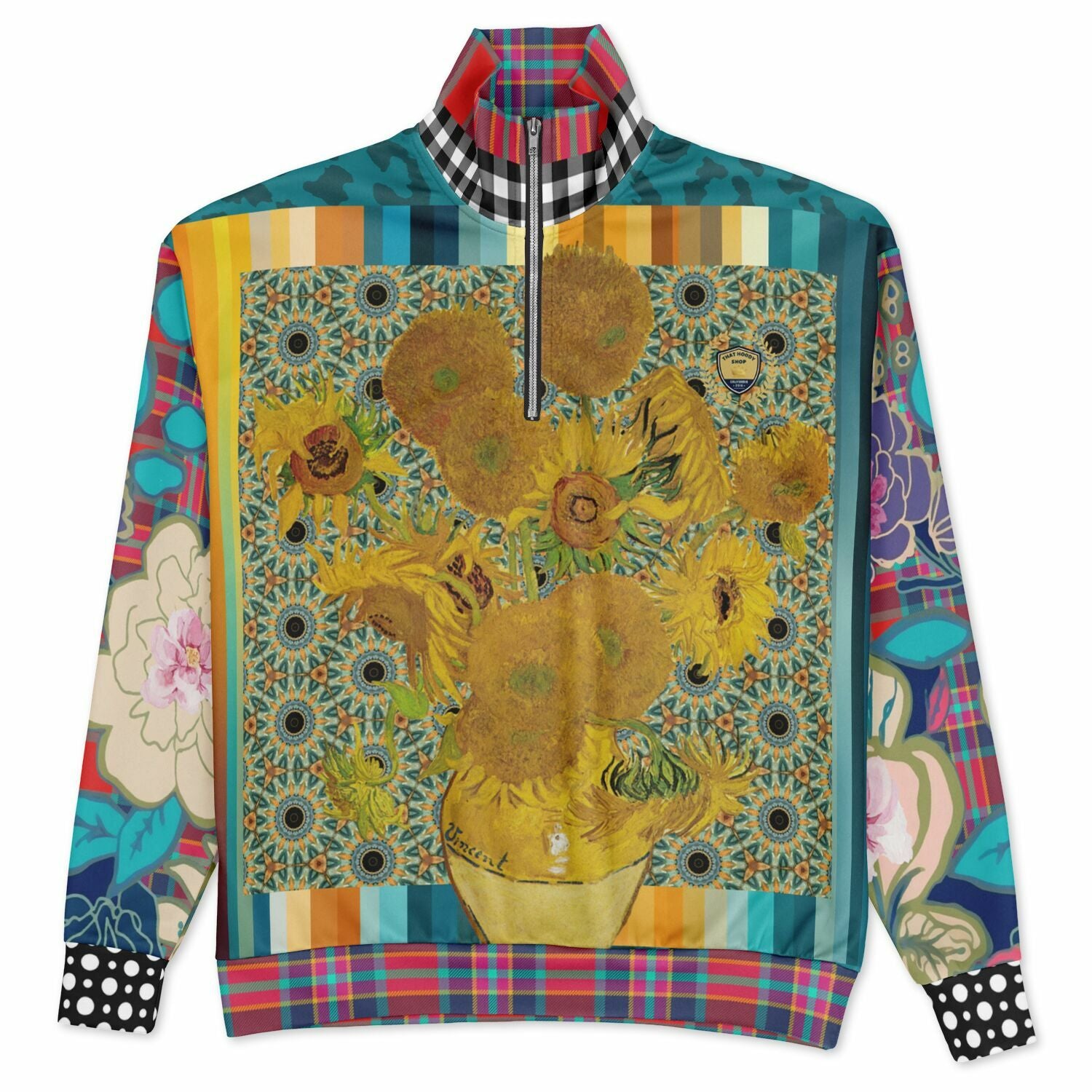 Sunflowers in My 1888 Van Gogh Heavyweight Oversized Quarter Zip Sweatshirt