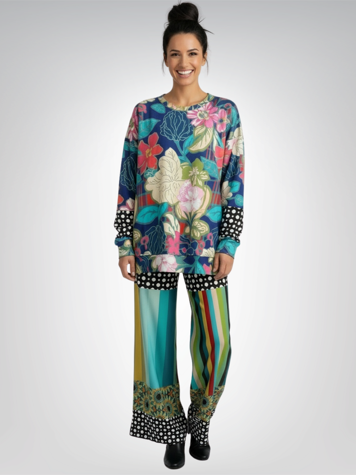 Sunflowers in My 1888 Van Gogh Stripe Eco-Poly Wide Leg Pants