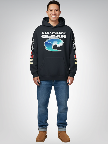 Support Clean Oceans Heavyweight 3-End Fleece Unisex Hoodie