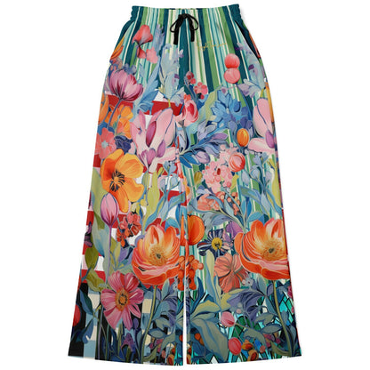Swan in Floral Isolation Stripe Eco-Poly Wide Leg Pants