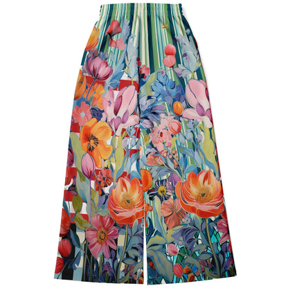 Swan in Floral Isolation Stripe Eco-Poly Wide Leg Pants