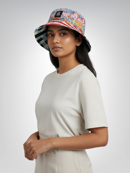 Swan in Floral Isolation Reversible Bucket Hat
