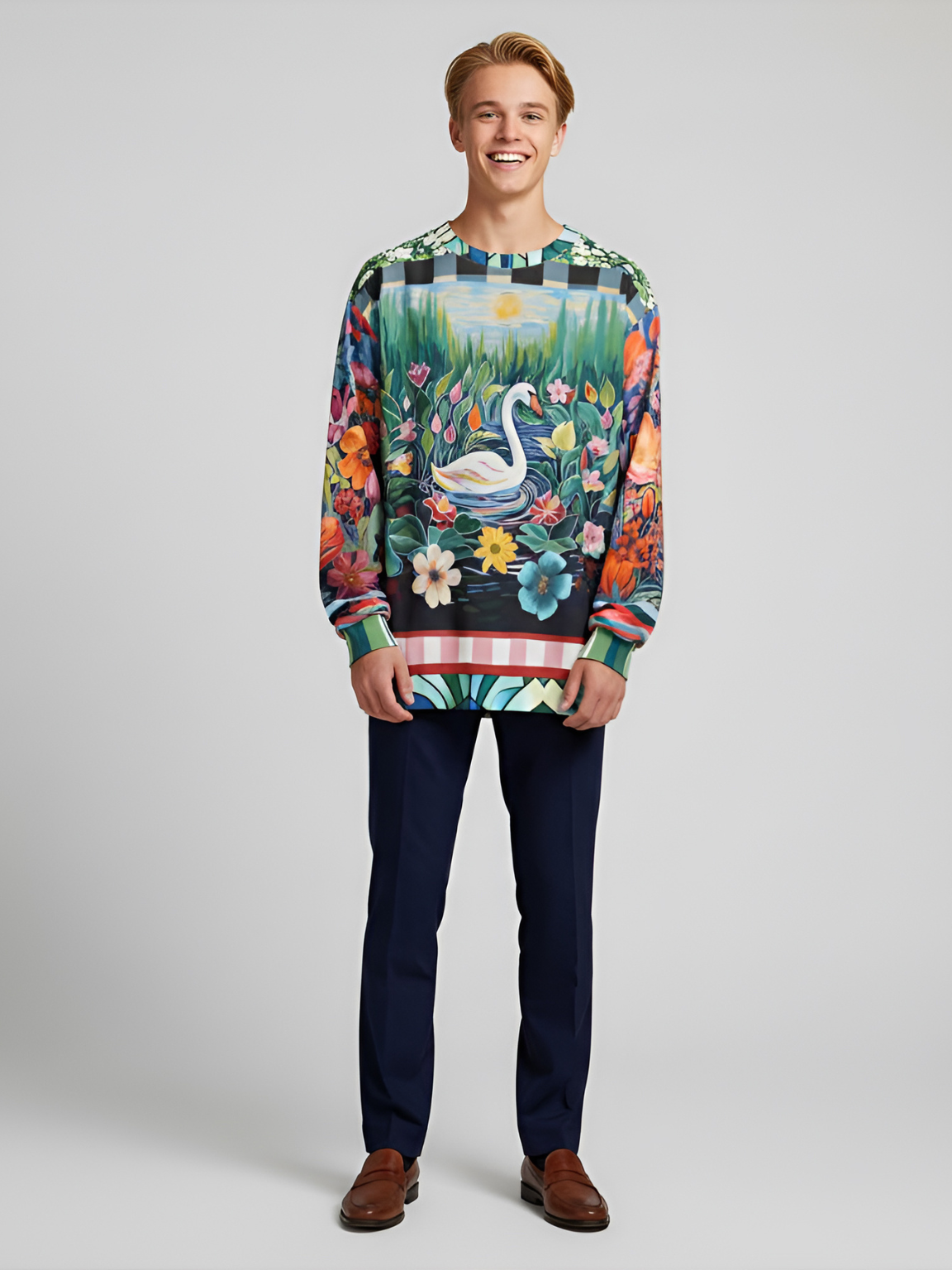 Swan in Floral Isolation Unisex Sweatshirt (Gold Label)