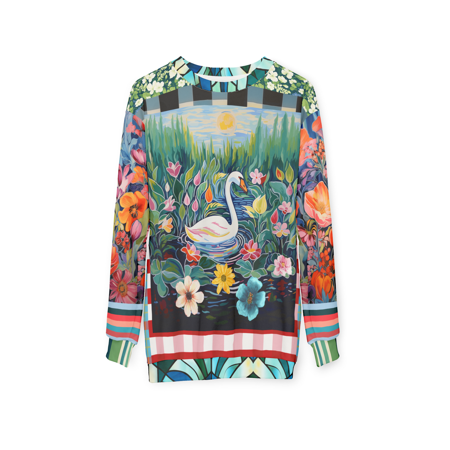 Swan in Floral Isolation Unisex Sweatshirt (Gold Label)