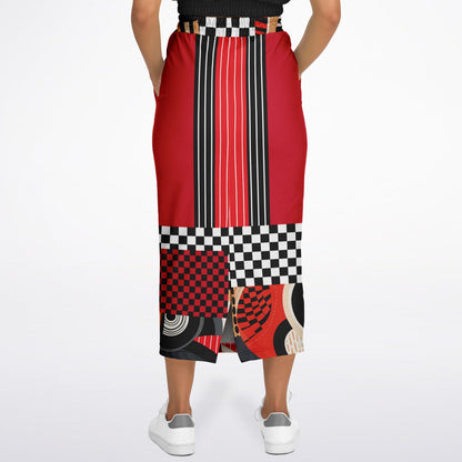 Switch Me Black in Pinstripe Eco-Poly Long Pocket Skirt
