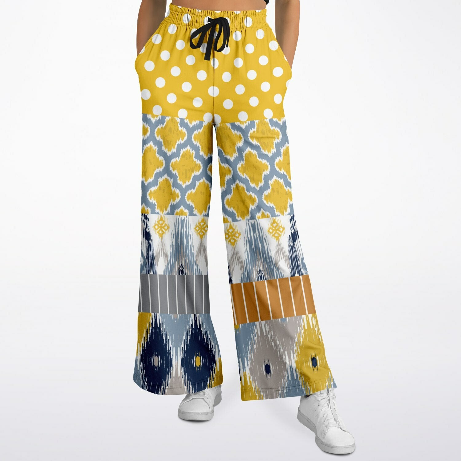 Tallulah Bankhead Ikat Polka Dot Eco-Poly Wide Leg Pants