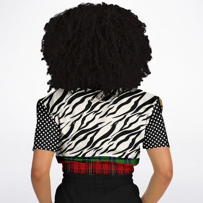 Tartan is the New Camo Tiger Print Eco-Poly Short Sleeve Cropped Pullover
