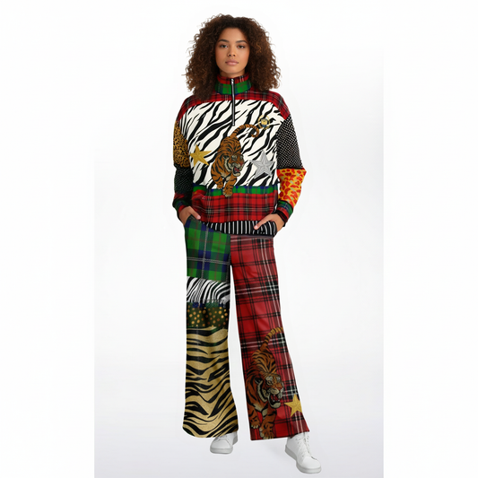 Tartan is the New Camo in Duo Plaid and Tiger Eco-Poly Wide Leg Pants