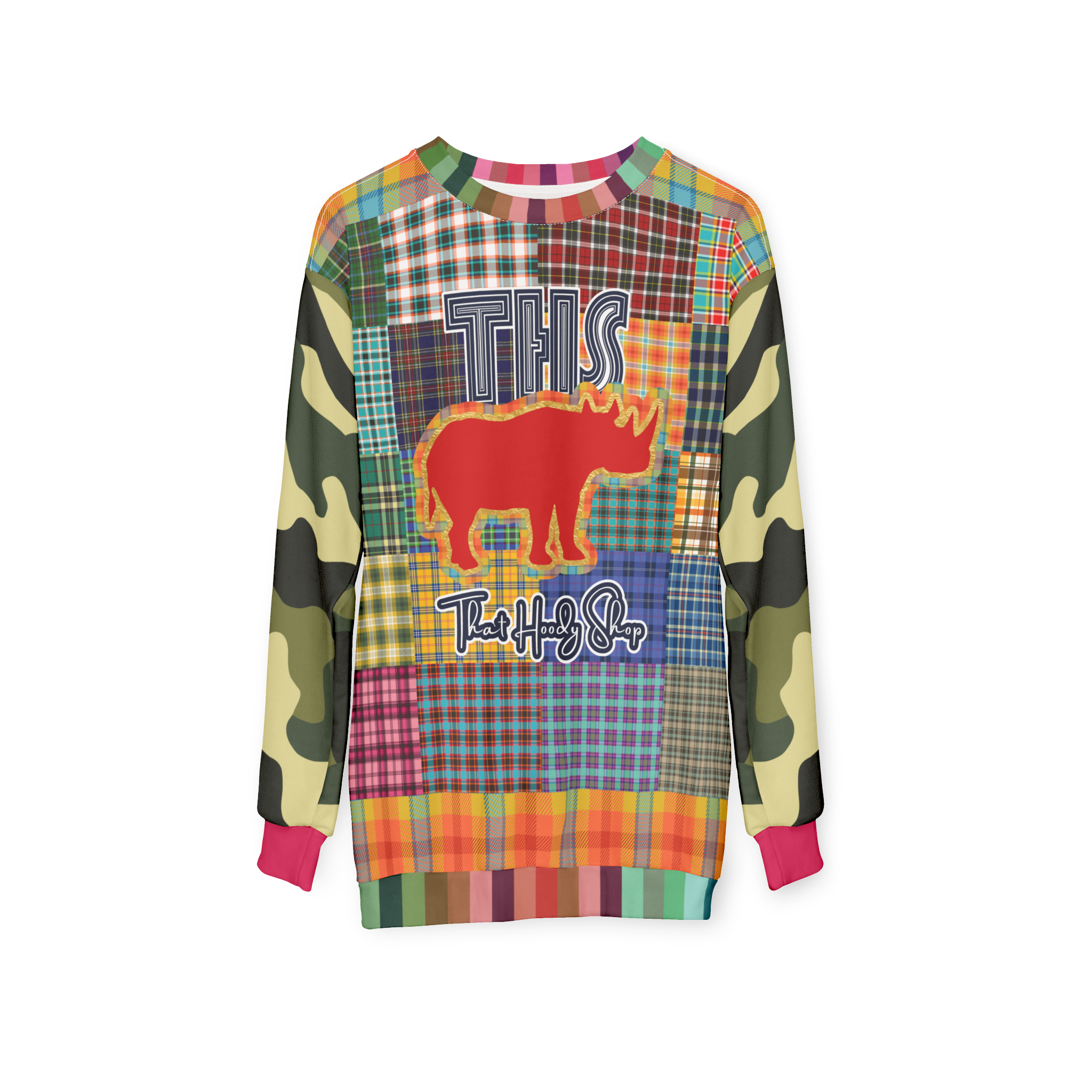 The Preppy Woodsman Plaid Patchwork Rhino Unisex Sweatshirt (Gold Label)