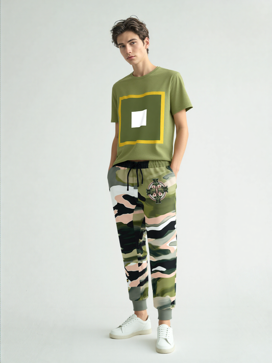 Green Mirage Celtic Cross Eco-Poly Camo Unisex Joggers