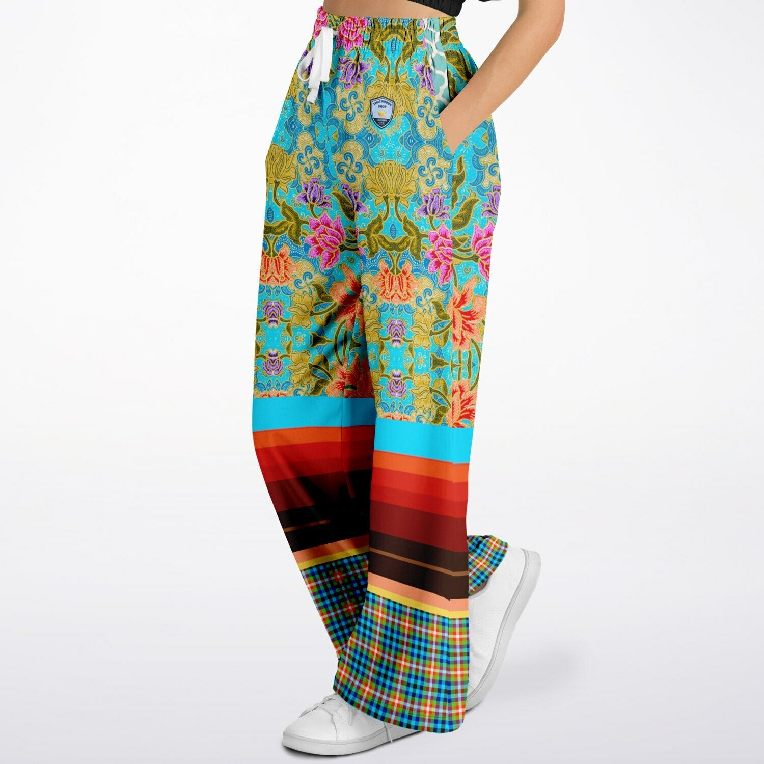 Tiger in Colorful Carnivale Rugby Stripe Eco-Poly Wide Leg Pants