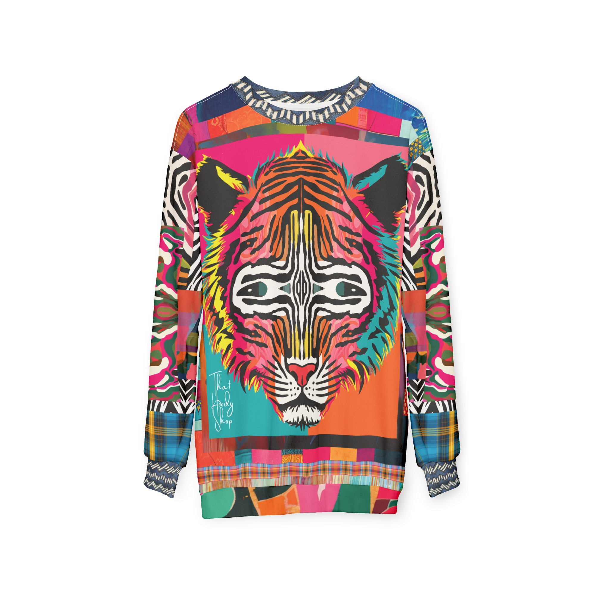 Tiger in Colorful Carnivale Pop Art  Unisex Sweatshirt (Gold Label)