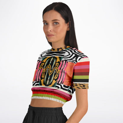 Walk on the Wild Side Abstract Zebra Print Eco-Poly Cropped Pullover