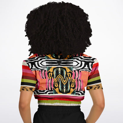 Walk on the Wild Side Abstract Zebra Print Eco-Poly Cropped Pullover