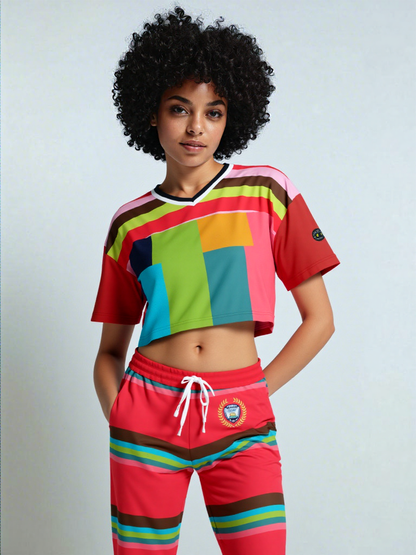 Watermelon Crush Rugby Stripe Eco-Poly Unisex Joggers