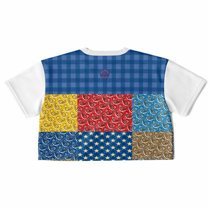 Western Edition Bandana Patchwork Eco-Poly V-Neck Crop Jersey