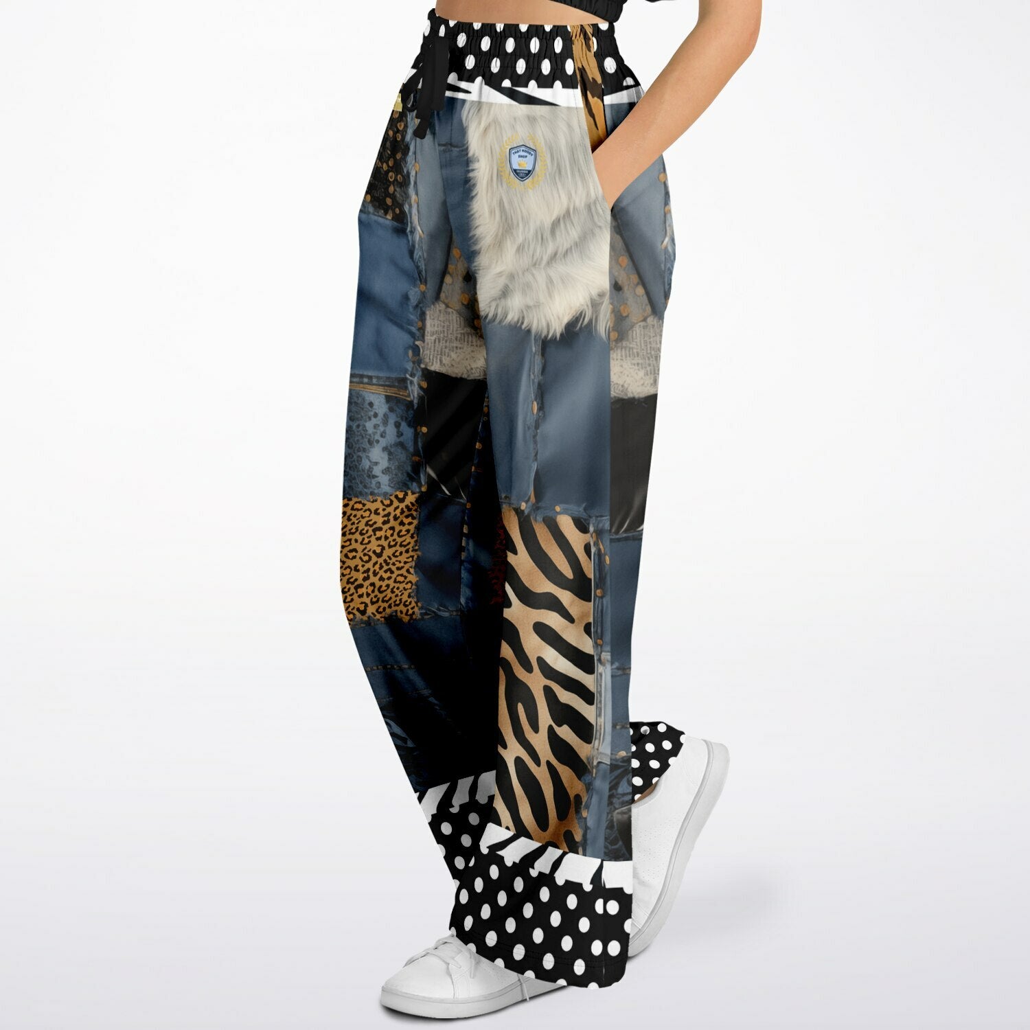 Wild Denim Patchwork Haberdashery Eco-Poly Wide Leg Pants