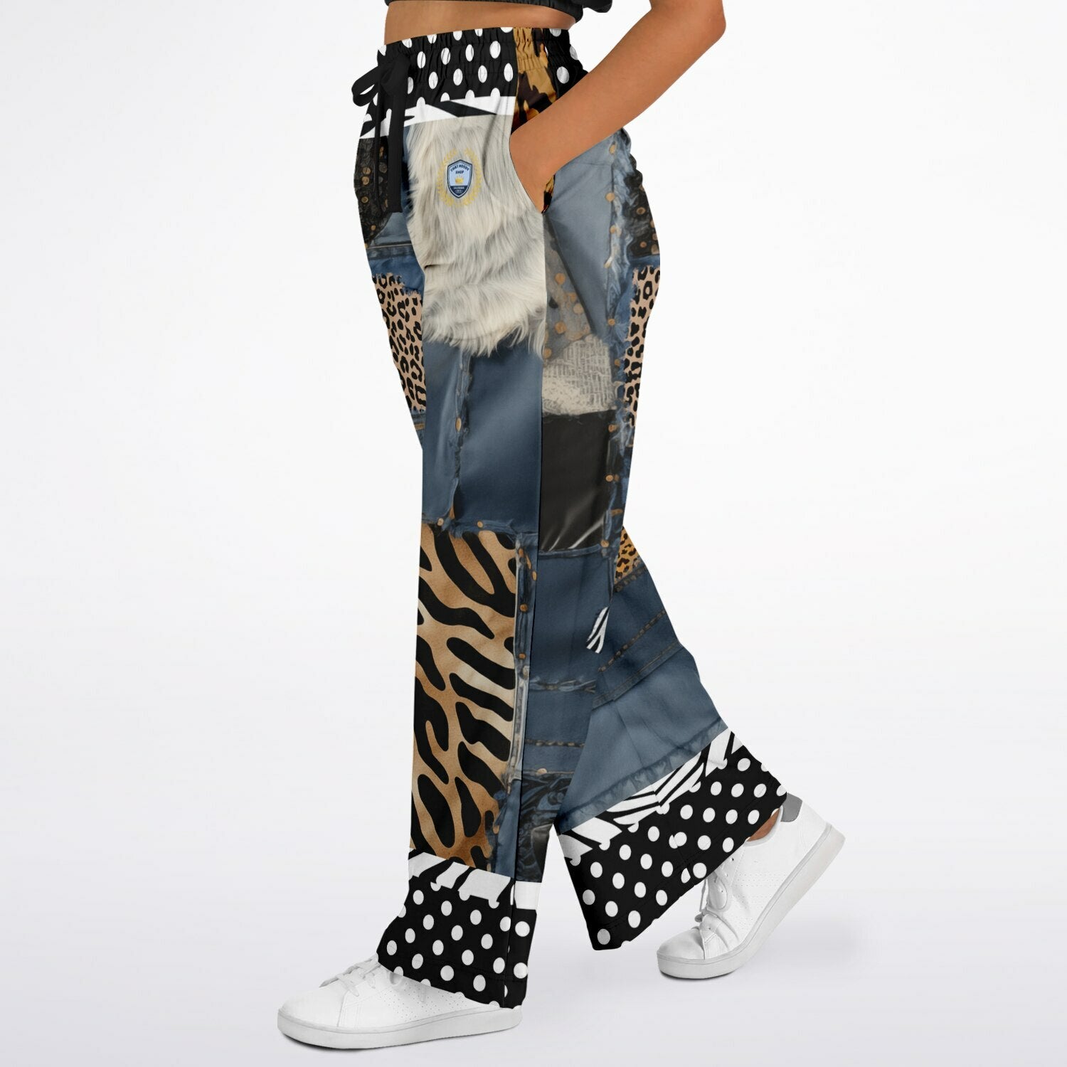 Wild Denim Patchwork Haberdashery Eco-Poly Wide Leg Pants