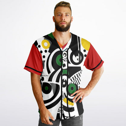 Zebra in African Abstract Short Sleeve Eco-Poly Reversible Baseball Jersey