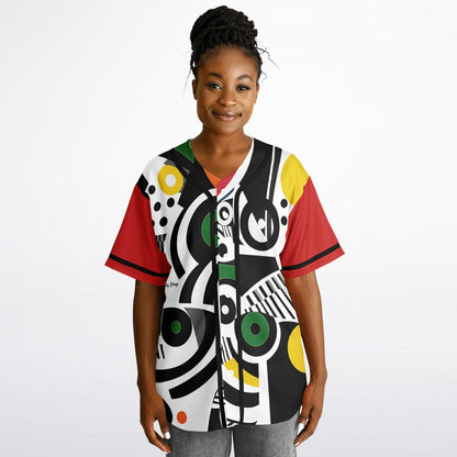 Zebra in African Abstract Short Sleeve Eco-Poly Reversible Baseball Jersey