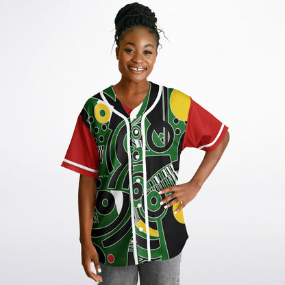 Zebra in African Abstract Short Sleeve Eco-Poly Reversible Baseball Jersey