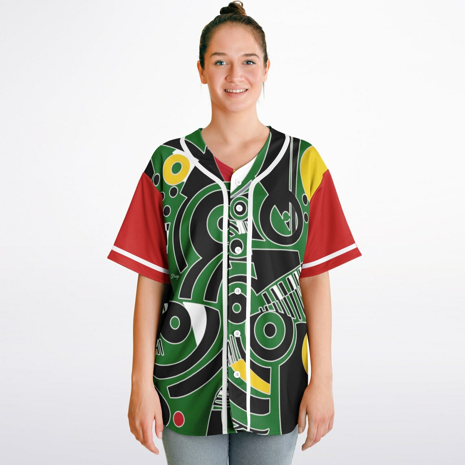 Zebra in African Abstract Short Sleeve Eco-Poly Reversible Baseball Jersey