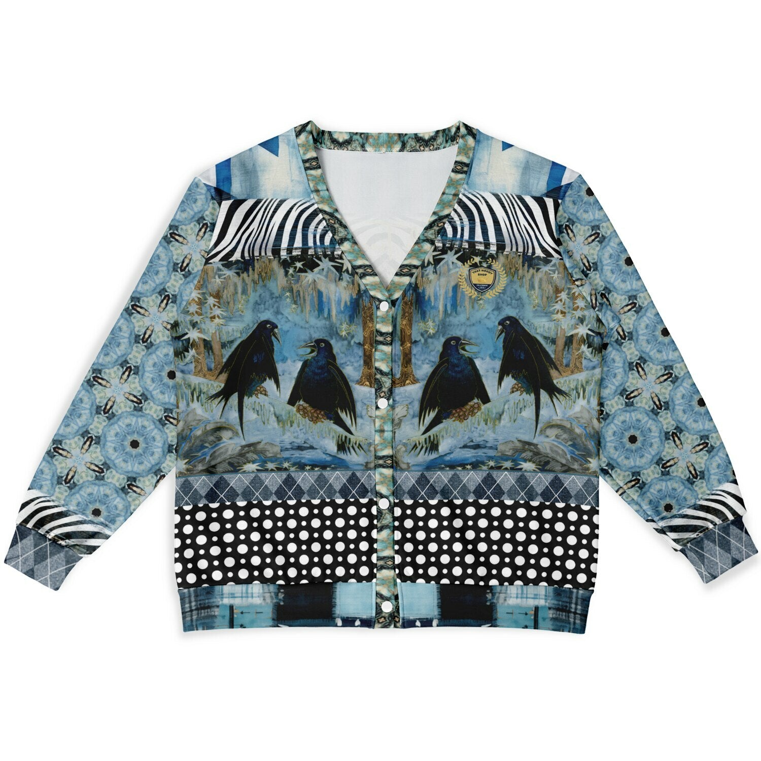 Zima in Frost Patchwork Print Heavyweight Unisex Cardigan
